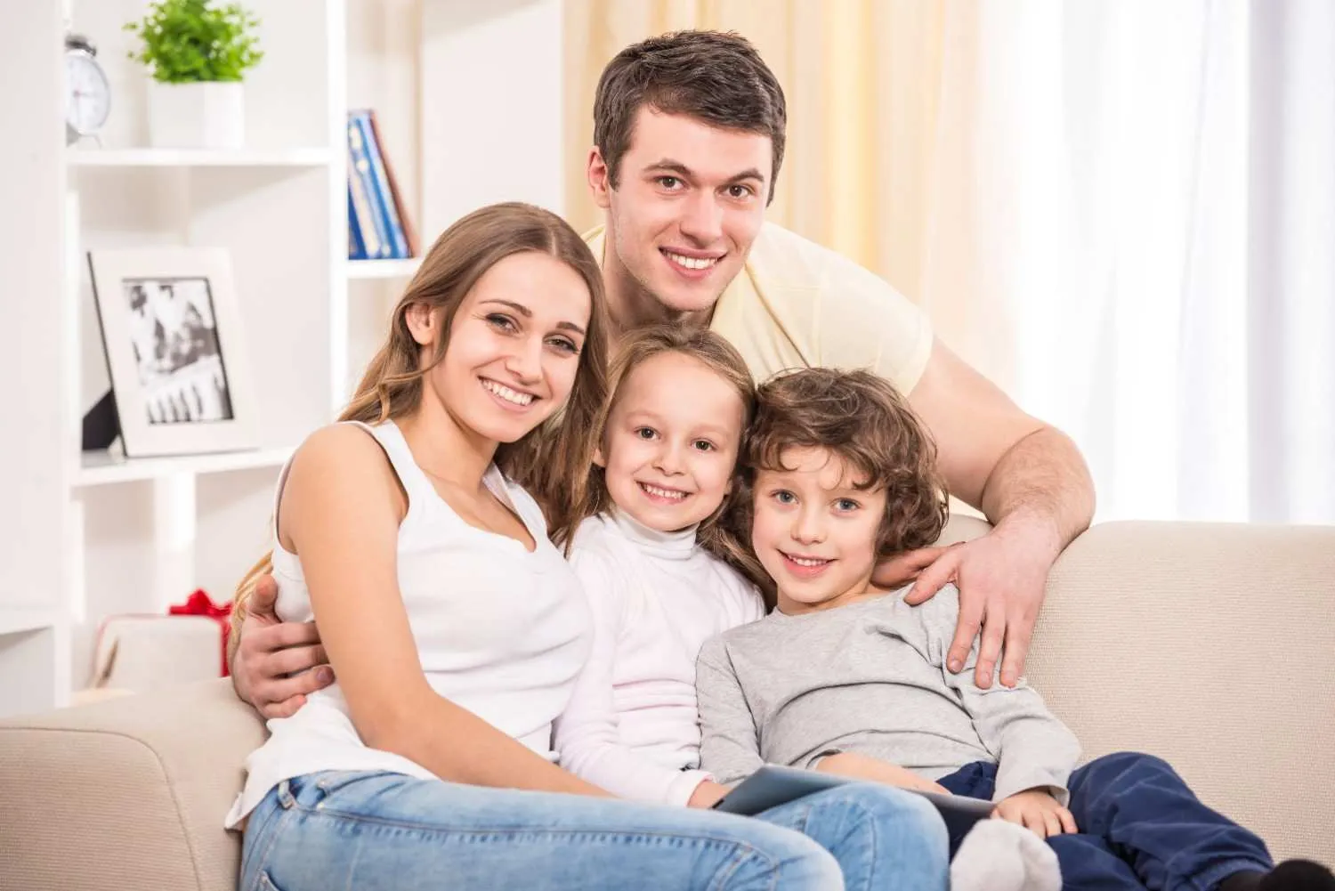 A family relaxing together at home